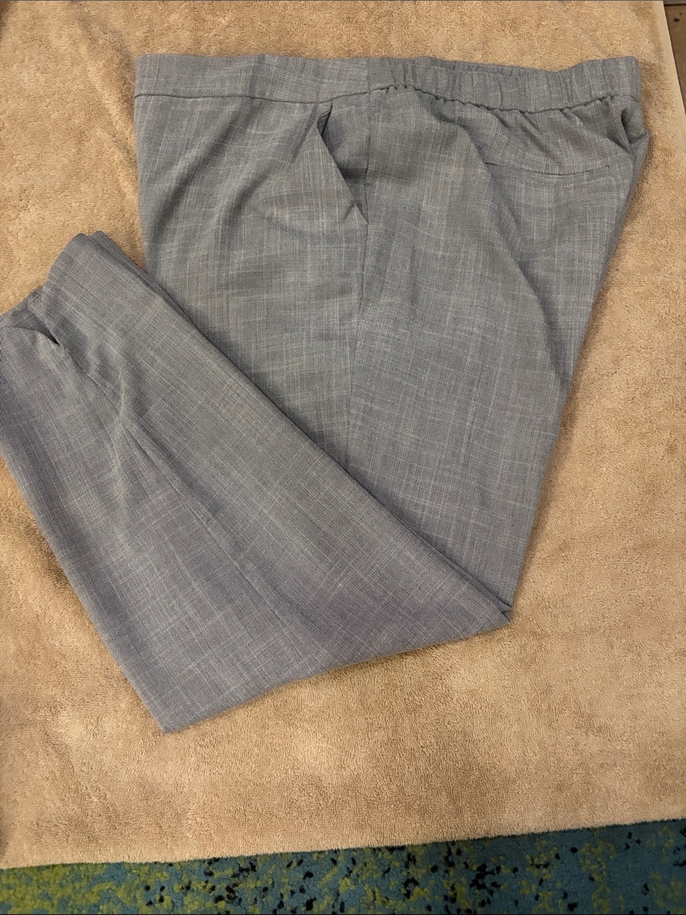 Chico's Light Blue Gray Patterned Pull-On Trousers